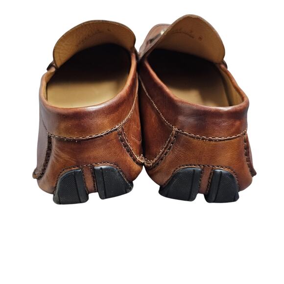 Magnanni Driving Loafer Mens 9 Brown Leather Horse Bit Shoes Minimal Preppy - Picture 6 of 8